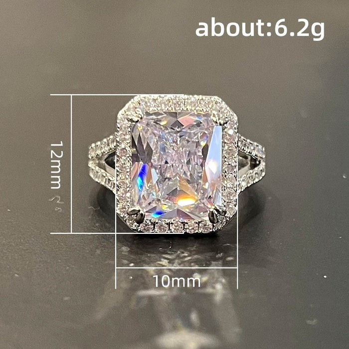 3A zircon square diamond ring simple popular ring