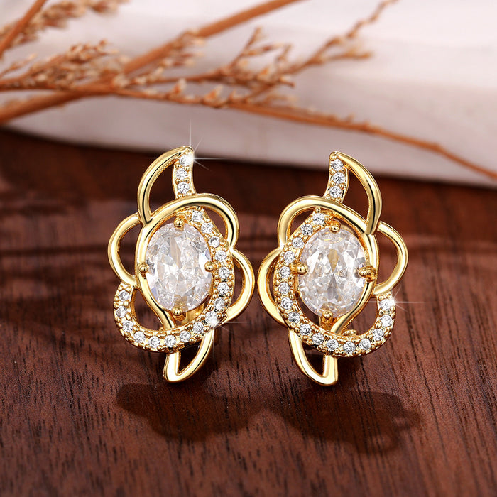 Women's earrings with diamonds, fashionable and trendy earrings