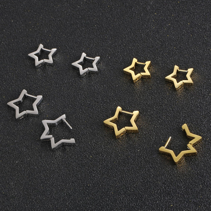 Five-pointed star stainless steel earrings for men and women geometric titanium steel earrings