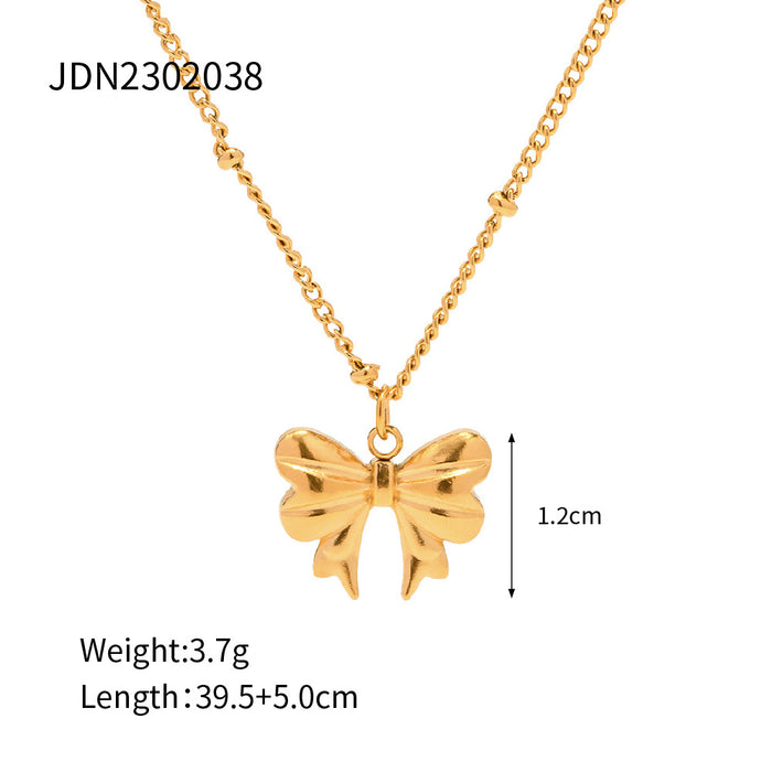 Collar con colgante de mariposa de acero inoxidable bañado en oro de 18 quilates: joyería de moda para mujer