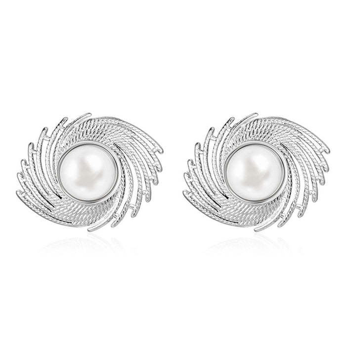 Exaggerated pearl earrings, light luxury women's whirlwind earring design