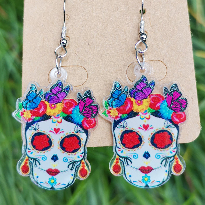 Day of the Dead Mushroom Snake Acrylic Earrings