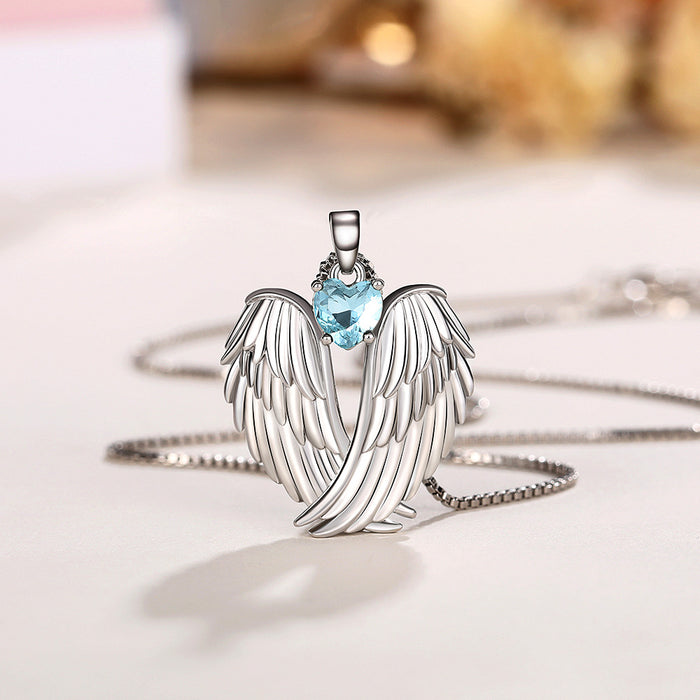 Angel Wings Zircon Pendant Necklace Angel Wings Chain