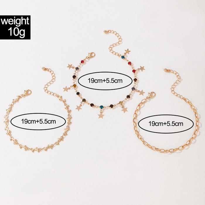 Multilayer Tassel Beaded Anklet Set - Geometric Beaded Jewelry