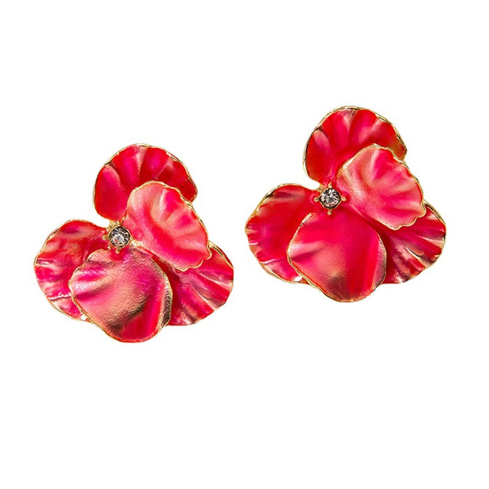 Petal diamond earrings fresh style flower earrings