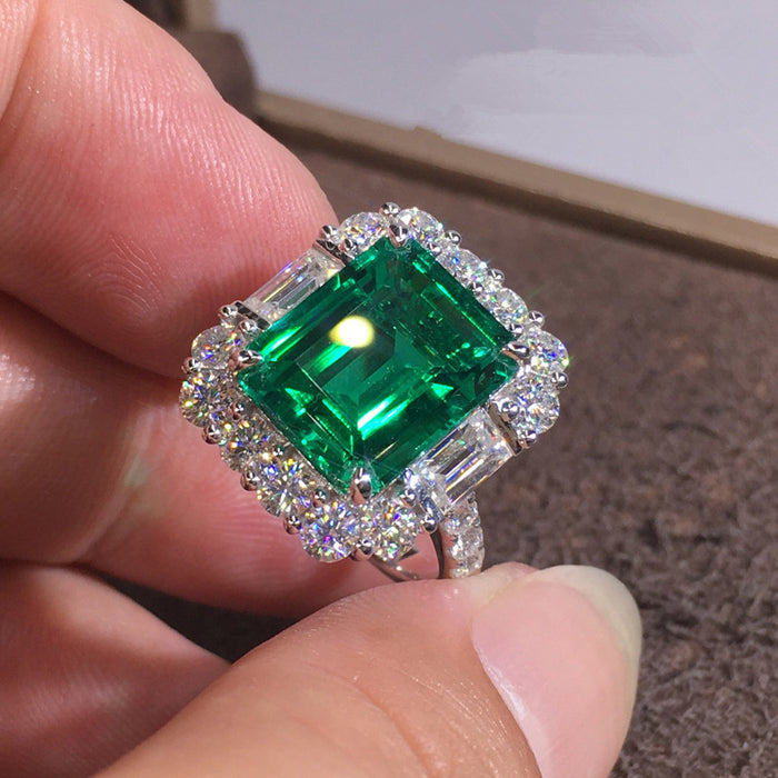 Anillo geométrico de alta gama con simulación de temperamento, anillo de lujo de estilo europeo y americano.