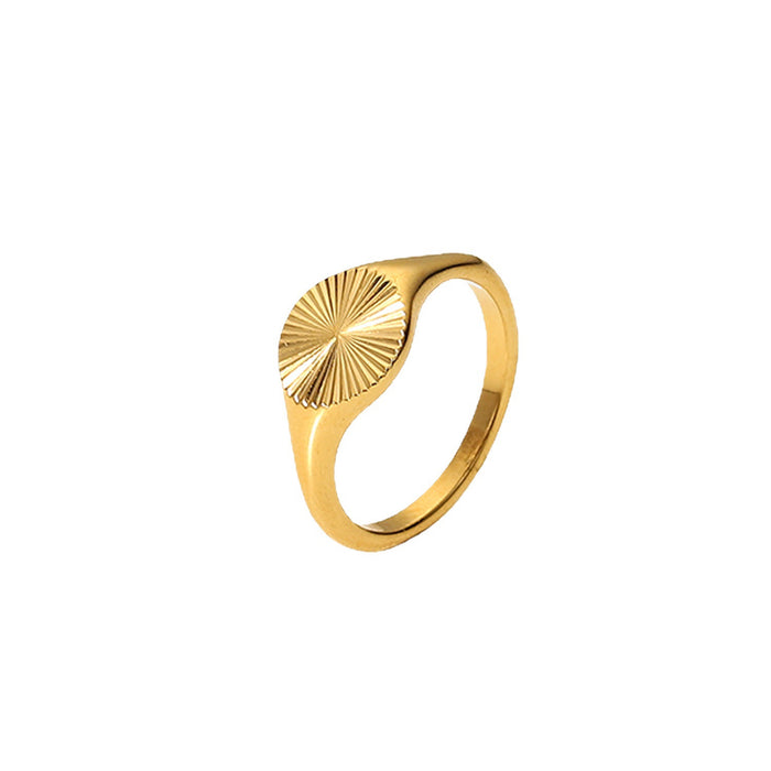 18K Gold Stainless Steel Oval Zircon Ring with Woven Design