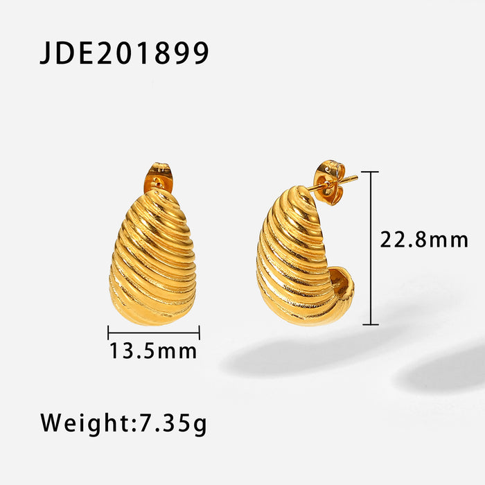 Trending 18K Gold-Plated Stainless Steel Metal Earrings - Irregular Spiral Design Jewelry for Women