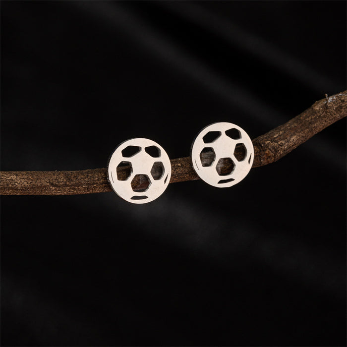 Soccer Ball Stainless Steel Stud Earrings - Simple and Playful Sporty Jewelry