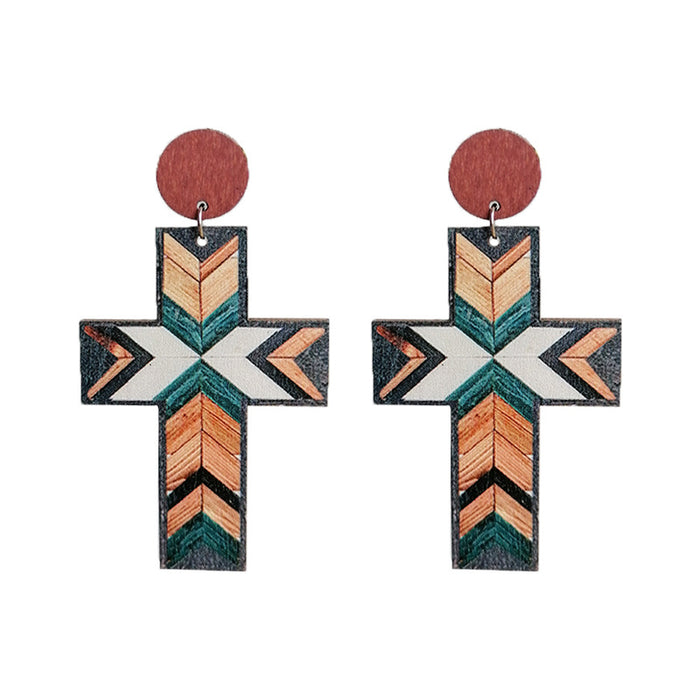 Vintage Cross Earrings with Creative Pattern Design