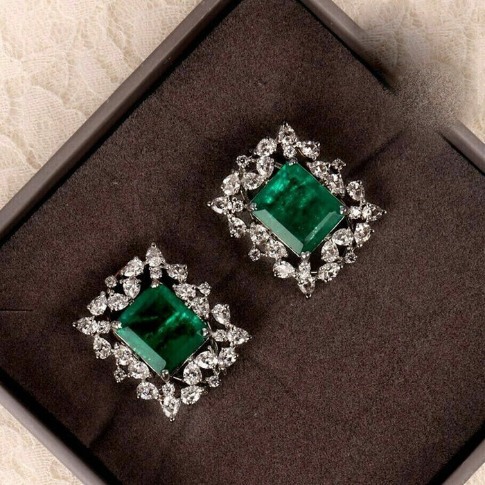 Classic imitation emerald earrings, temperament exaggerated female earrings