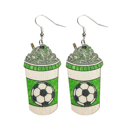 Sports Earrings with Football, Rugby, Baseball, and Basketball Designs