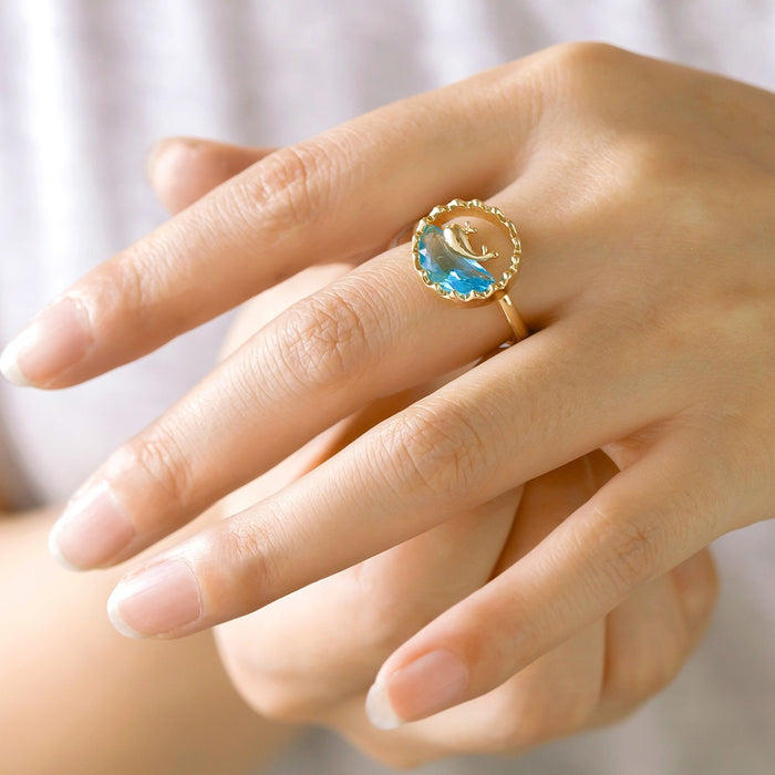 Wholesale copper diamond-encrusted whale ocean-themed rings