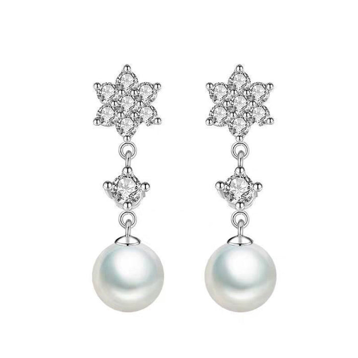 Simulation pearl earrings snowflake earrings elegant earrings