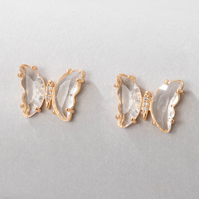 Imitation crystal diamond butterfly earrings animal earrings