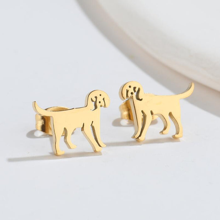 Dog Stainless Steel Stud Earrings - Simple and Cute Animal Jewelry