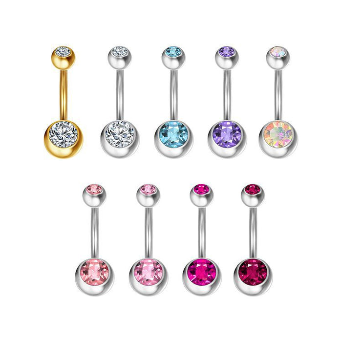 Stainless steel diamond zircon belly button nail piercing jewelry