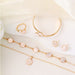 Wholesale 5-piece set of five-petal flower necklace, bracelet, bangle, earrings, and ring - wallojewerly 