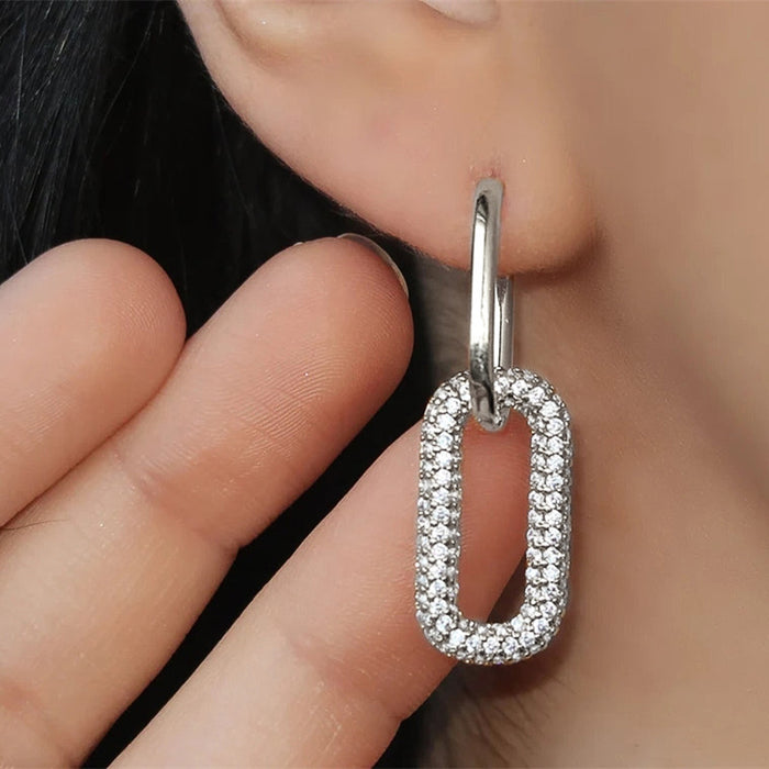 Zircon earrings leaf tassel earrings for women