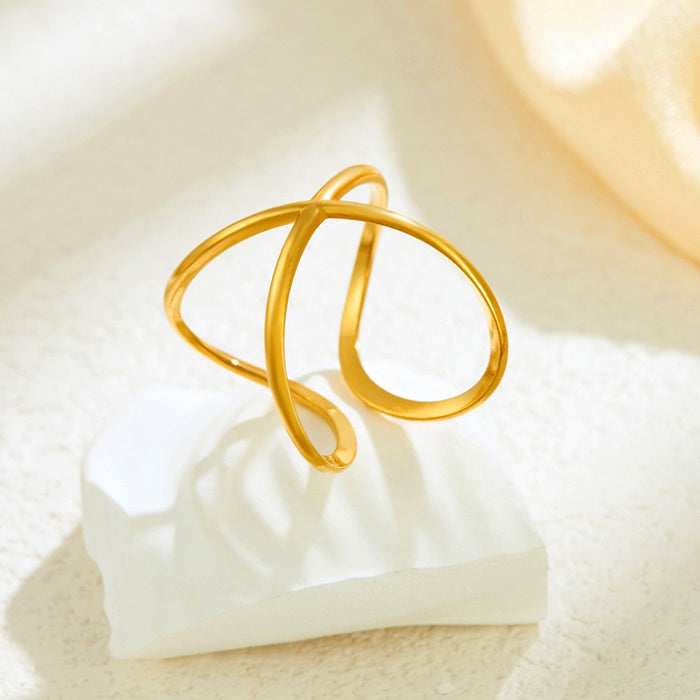 Wholesale stainless steel irregular line cross opening rings