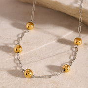 Stainless steel color matching beaded necklace clavicle chain titanium steel necklace pendant - wallojewerly 