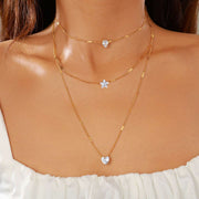 Gold alloy small sturdy strip multi-layer layered necklace