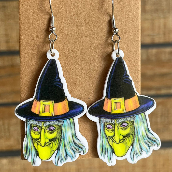 Halloween black cat acrylic earrings - wallojewerly 