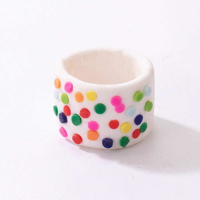 Colorful polymer clay candy color geometric ring