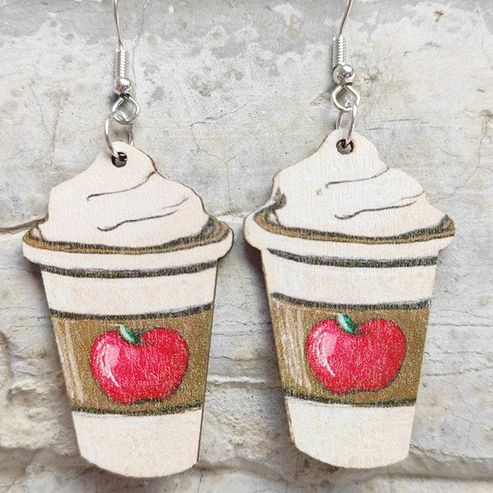 Wooden drink cup earrings