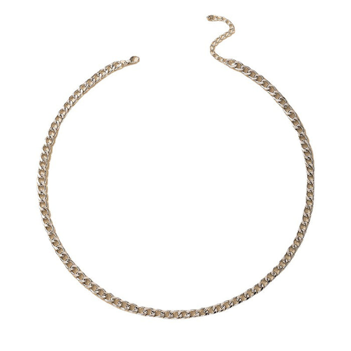 Collar de cadena geométrica de plata: joyería minimalista de moda para mujeres