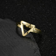 Stainless steel hollow triangle ring, INS simple open ring wholesale - wallojewerly 