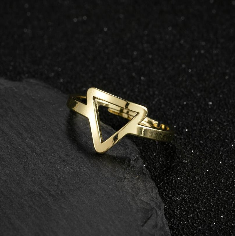 Stainless steel hollow triangle ring, INS simple open ring wholesale - wallojewerly 