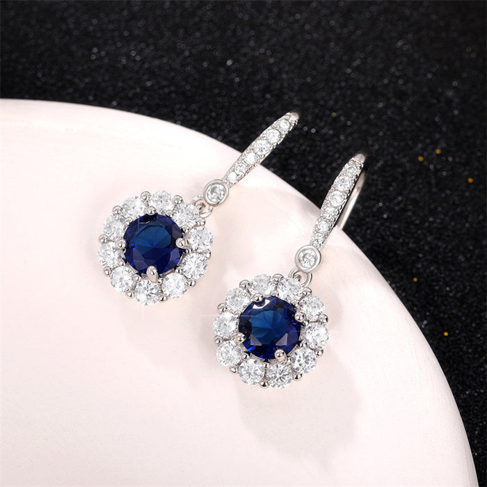 Beautiful royal blue zircon earrings anniversary gift