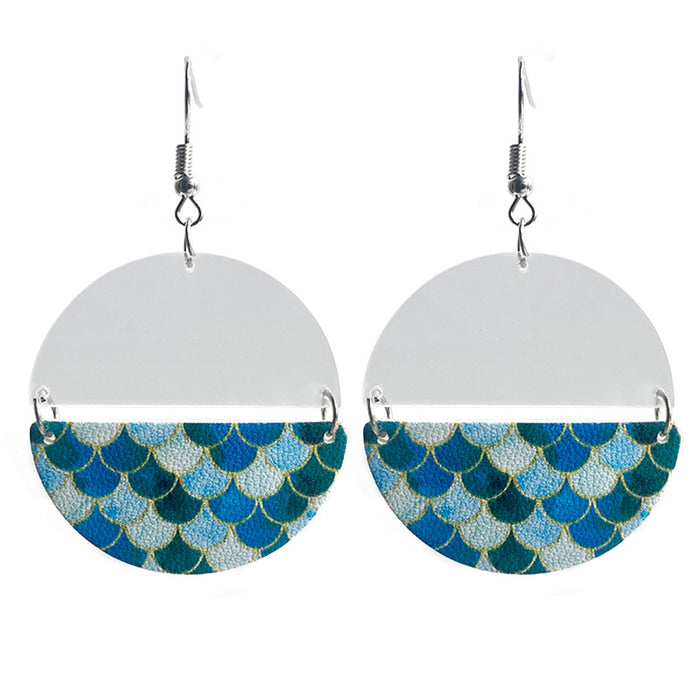 Elegant Mermaid-Pattern Acrylic Earrings - Minimalist Design for All Genders