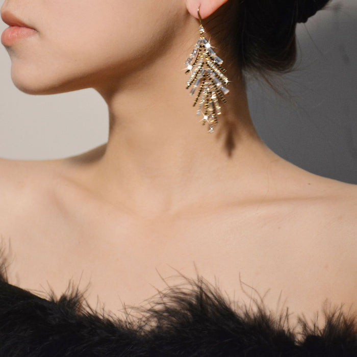 Zircon Tassel Earrings - Trendy Rhinestone Jewelry with a Luxurious Design