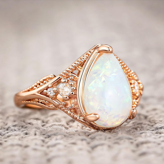 Women's Micro-Inlaid Zircon Line Crown Imitation Opal Ring