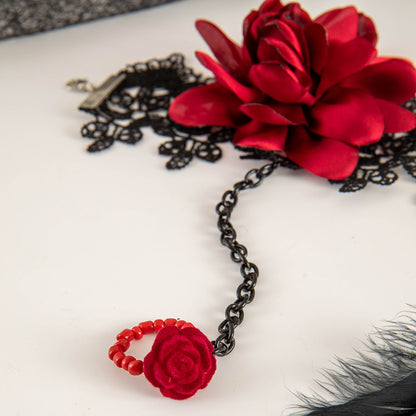 Gothic Rose Lace Hand Chain - Sexy Halloween Jewelry for Women with a Sweet and Cool Vibe