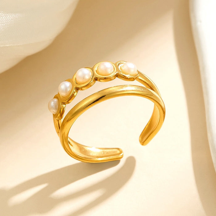 Wholesale titanium steel pearl open rings