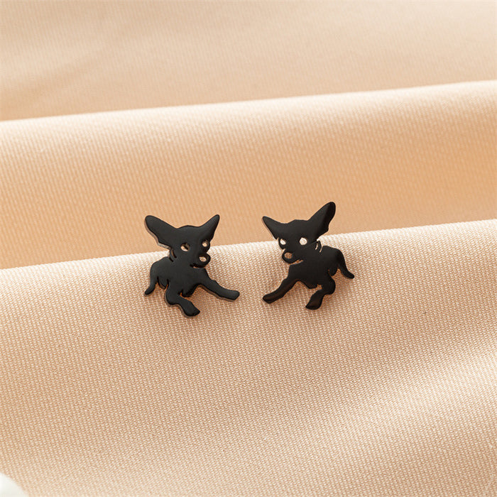 Dog and Cat Stainless Steel Stud Earrings - Cute and Playful Animal Jewelry