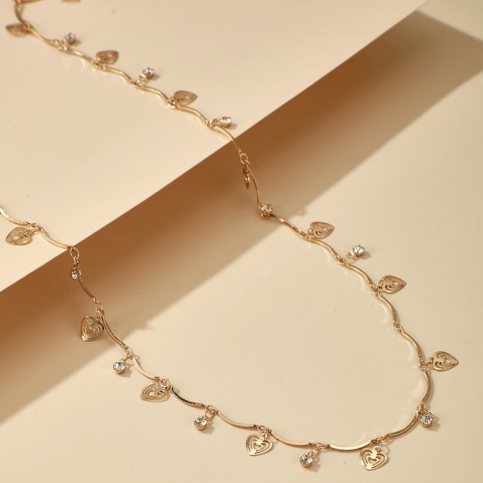 Heart Hollow Disc Single-layer Waist Chain Geometric Diamond Waist Ornament