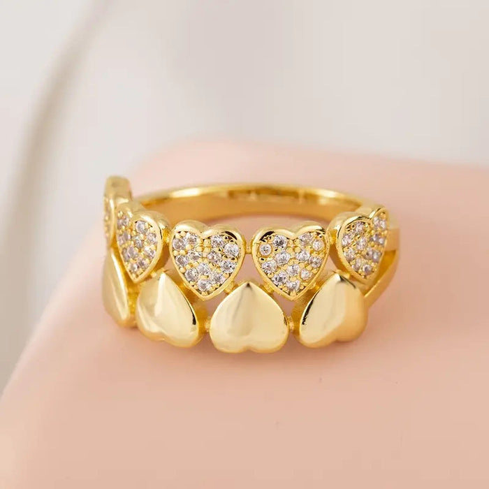 Micro-inlaid heart ring versatile women's accessories