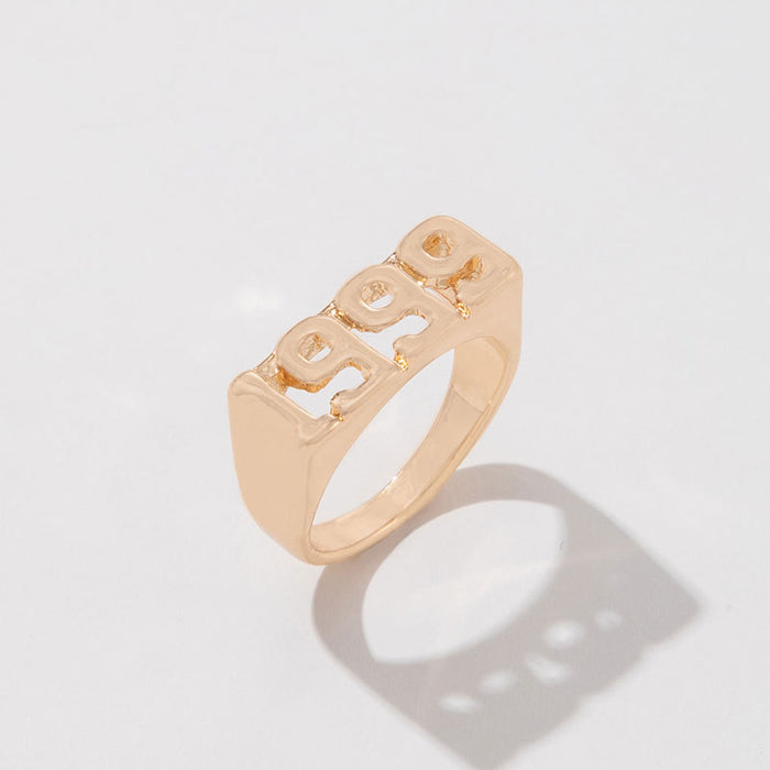 Simple Niche Digital Seal Three-Piece Ring Set