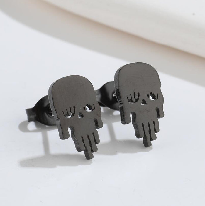 Mini funny earrings, European and American Christmas Halloween stainless steel pumpkin skull spider earrings wholesale