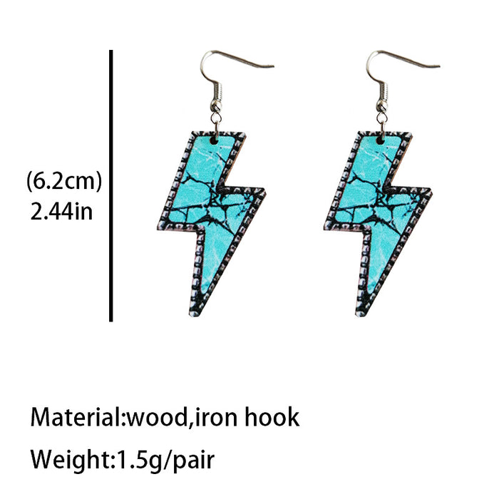 Wooden Lightning Earrings