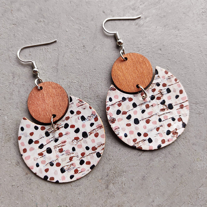 Wooden leopard print earrings