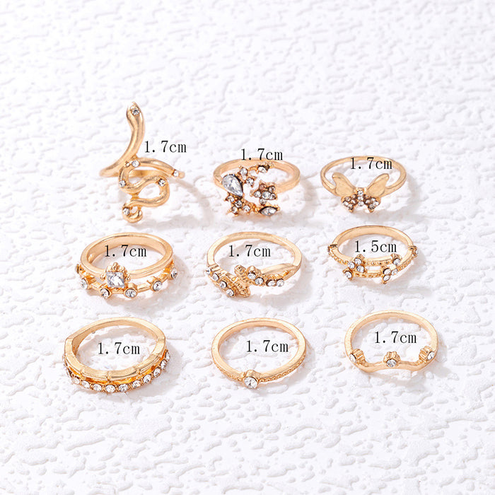 Light luxury fashion nine-piece ring set