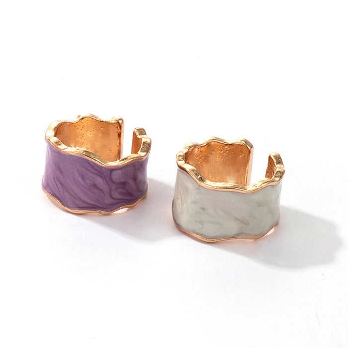 Colorful ice cream enamel glazed open ring set of 2