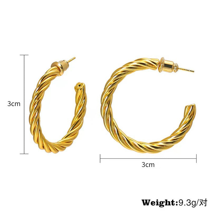 Titanium steel twisted C-shaped earrings for women personalized stainless steel earrings wholesale