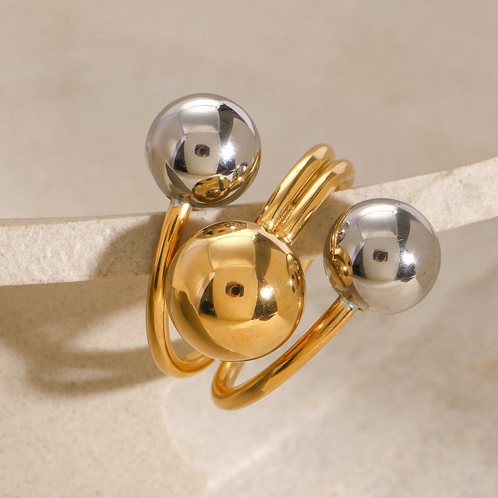 Stainless steel contrast color exaggerated ring