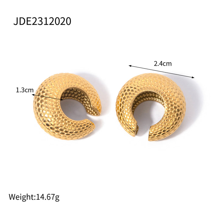 Designer 18K Gold Plated Stainless Steel Fish Scale Ring, Earrings, and Bracelet Set